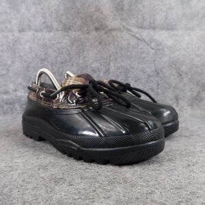 Sperry Shoes Womens 6 Boots Waterproof Rubber Top Sider Black Brown Plaid Casual